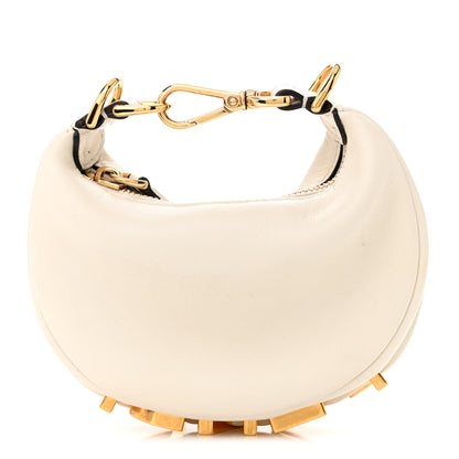 Fendi Vitello Grace Matte Nano Fendigraphy Hobo Charm White Ice 1 of 13