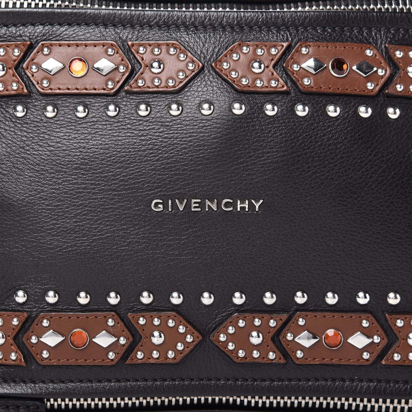 Calfskin Small Studded Pandora Black Brown