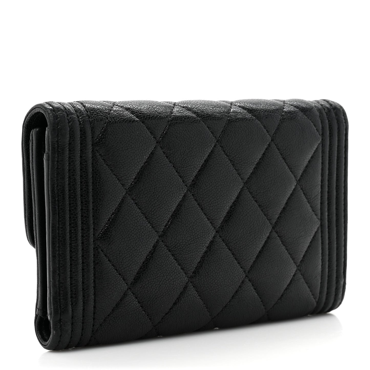 Caviar Quilted Medium Boy Flap Wallet Black
