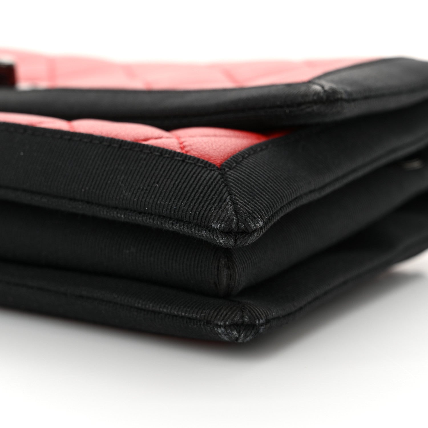 Chanel Lambskin Grosgrain Quilted Flap Red Black 10 of 13