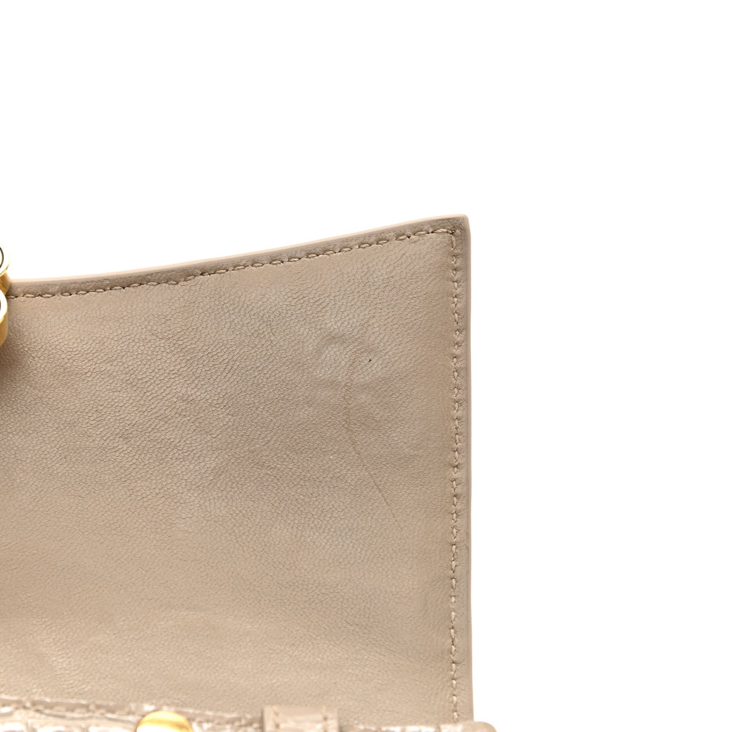 Balenciaga Shiny Calfskin Crocodile Embossed Hourglass Chain Bag Taupe 10 of 11