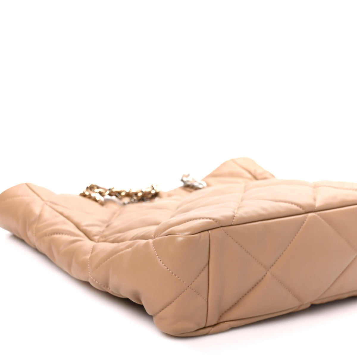 Lambskin Quilted Chanel 19 Shopping Bag Beige
