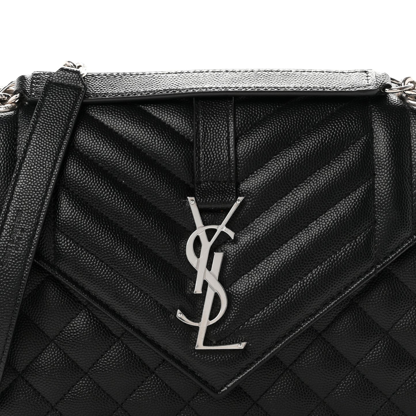 Grain De Poudre Textured Mixed Matelasse Triquilt Medium Monogram Satchel Black