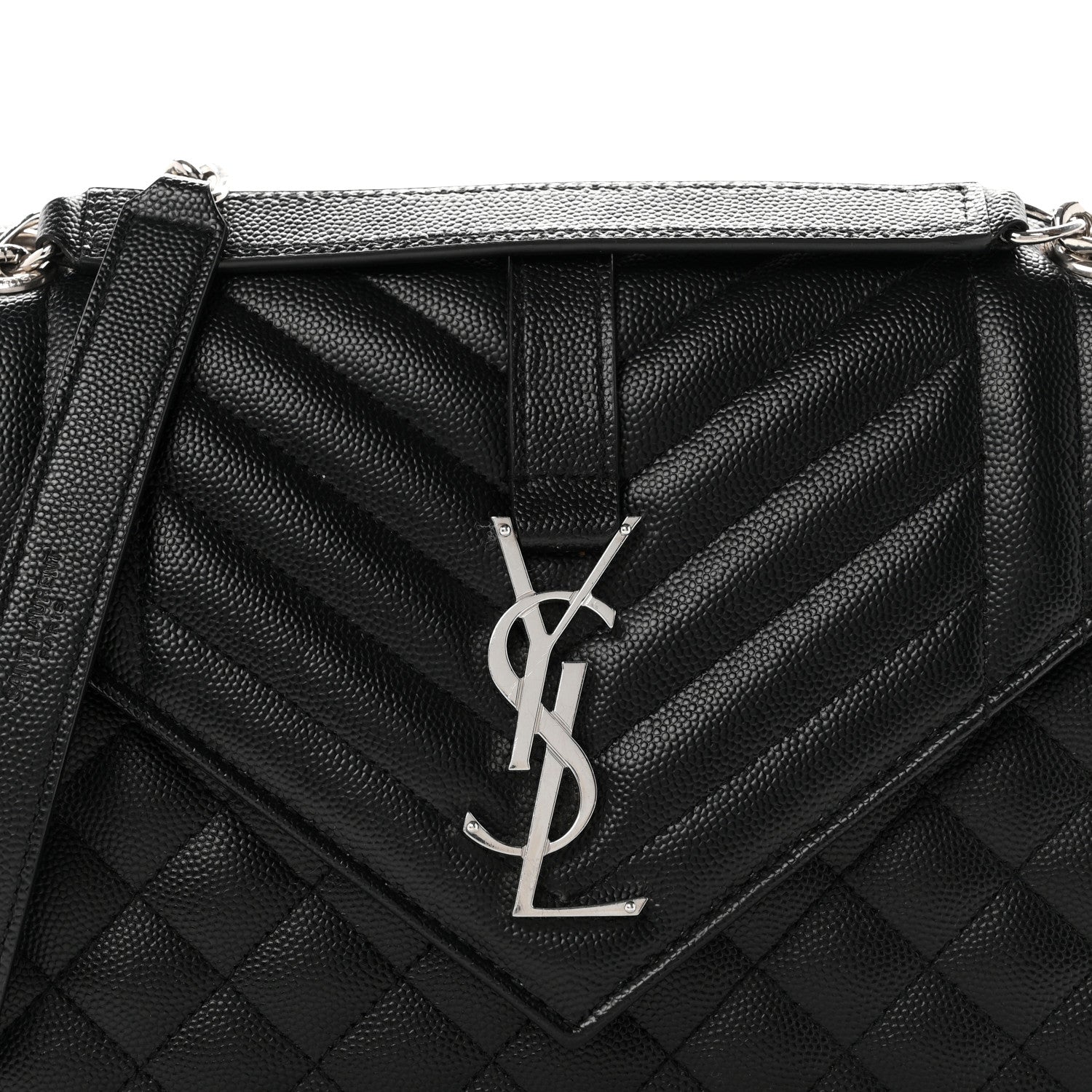 Saint Laurent Grain De Poudre Textured Mixed Matelasse Triquilt Medium Monogram Satchel Black 8 of 10