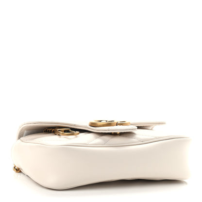Gucci Calfskin Matelasse Super Mini GG Marmont Shoulder Bag White 4 of 9