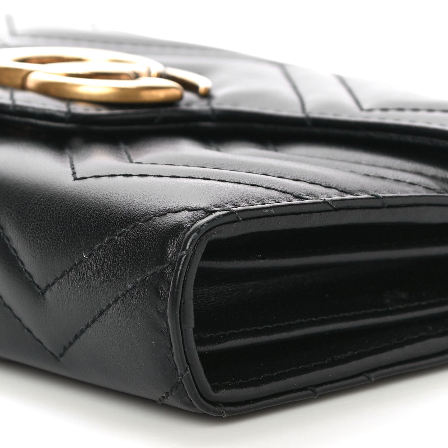 Calfskin Matelasse GG Marmont Chain Wallet Black