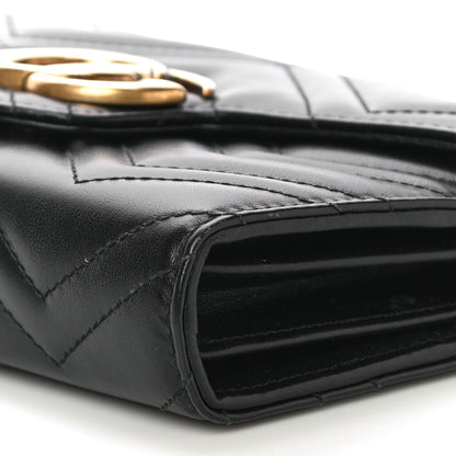 Gucci Calfskin Matelasse GG Marmont Chain Wallet Black 9 of 19