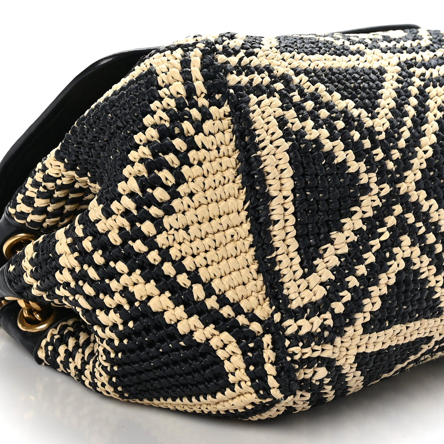 Raffia Calfskin Medium Nolita Shoulder Bag Natural Black