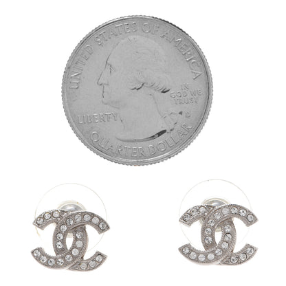 Chanel Crystal Mini Timeless CC Earrings Silver 2 of 5