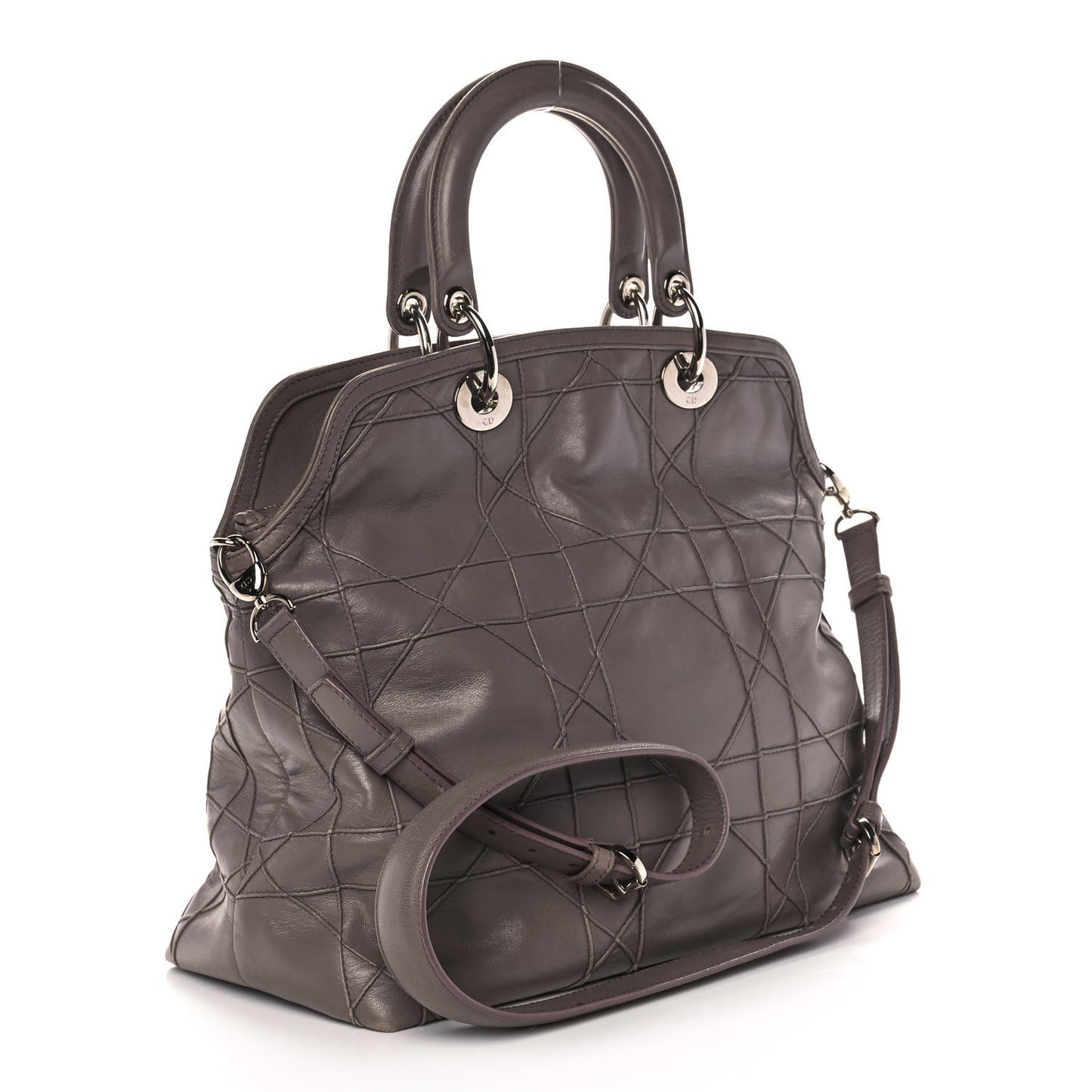 Lambskin Cannage Medium Granville Tote Dark Taupe