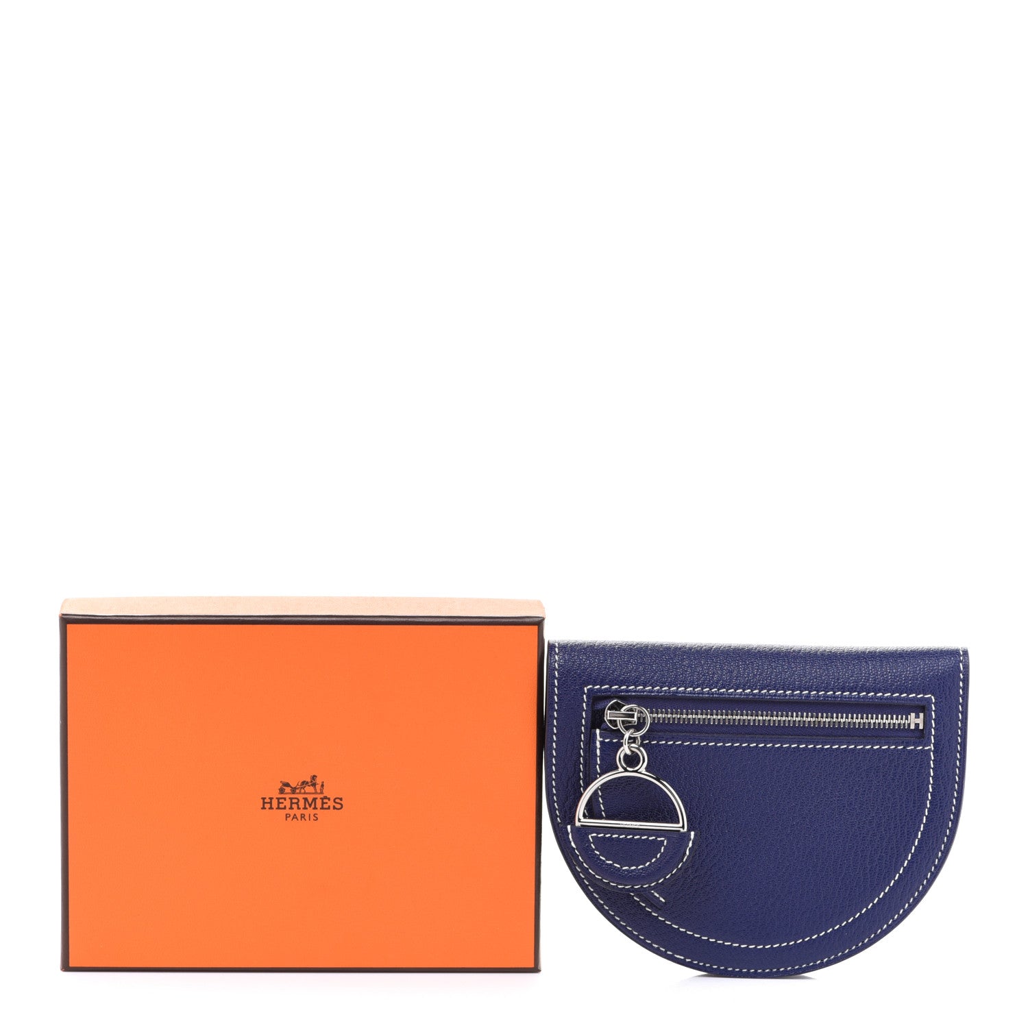 Hermes Chevre Mysore In-The-Loop Compact Wallet Bleu Encre White 7 of 7