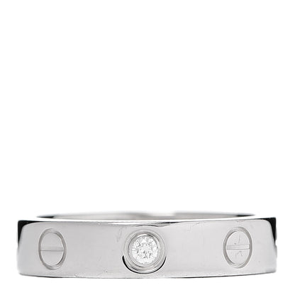 Cartier 18K White Gold Diamond 4mm LOVE Wedding Band Ring 49 5 1 of 5