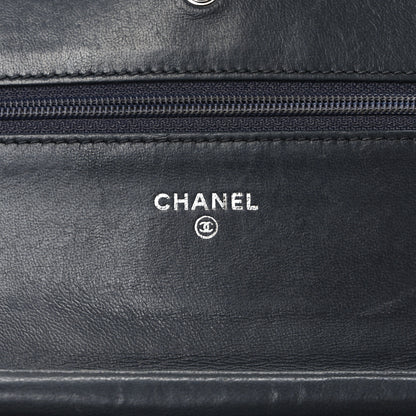 Chanel Lambskin Quilted Boy Wallet On Chain WOC Dark Grey 6 of 12