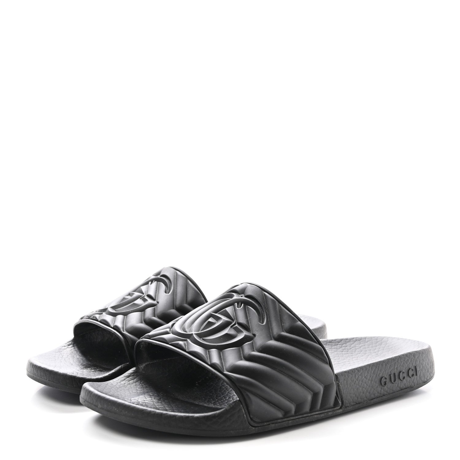 Gucci Rubber Matelasse Interlocking G Mens Slide Sandals 7 Black 4 of 9