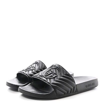 Gucci Rubber Matelasse Interlocking G Mens Slide Sandals 7 Black 4 of 9