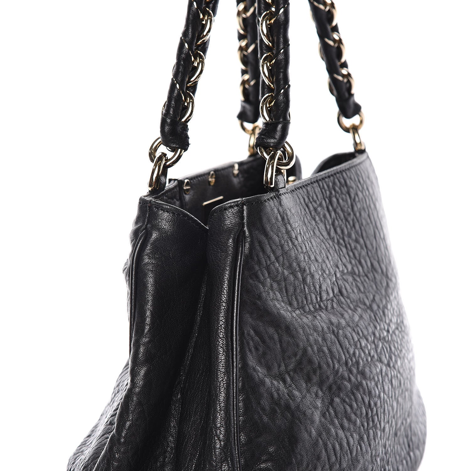 Fendi Crinkled Lambskin Small Mia Tote Black 12 of 12