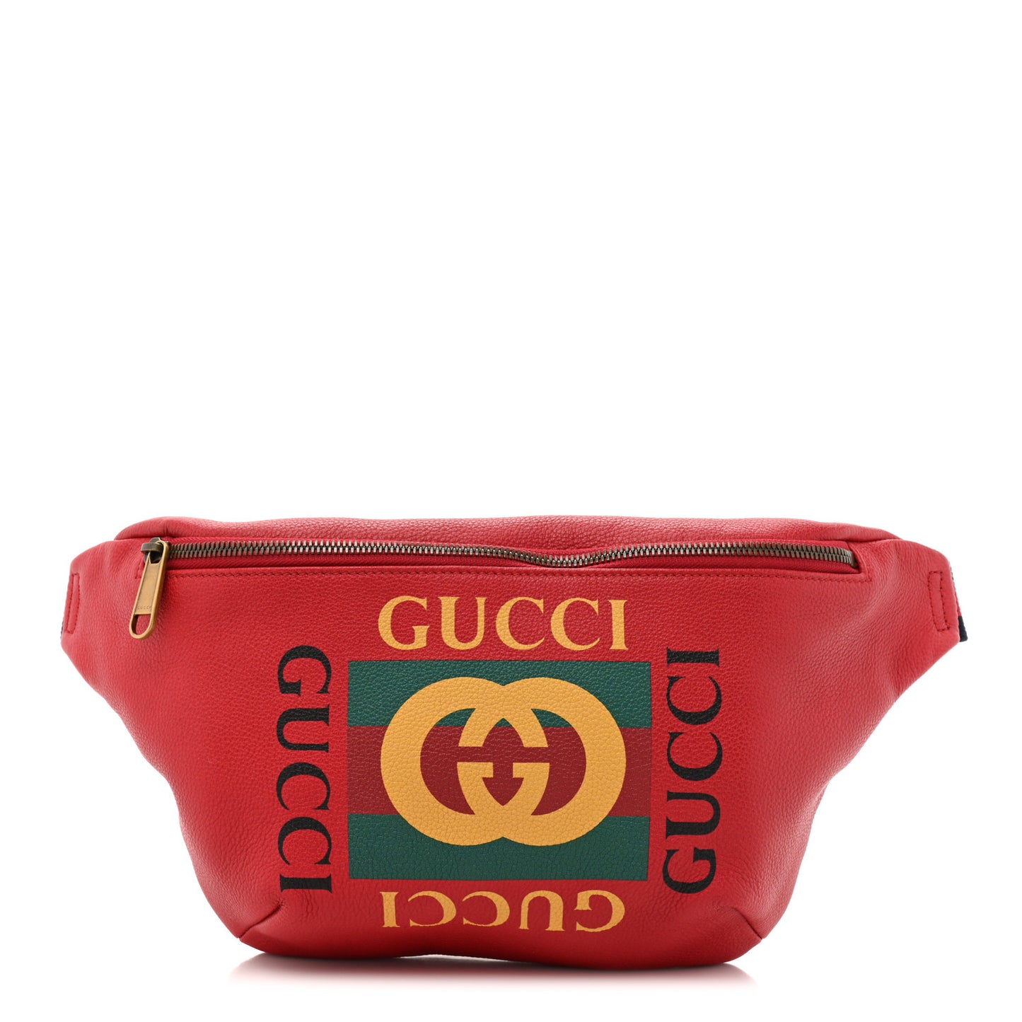 Grained Calfskin Logo Belt Bag Hibiscus Red