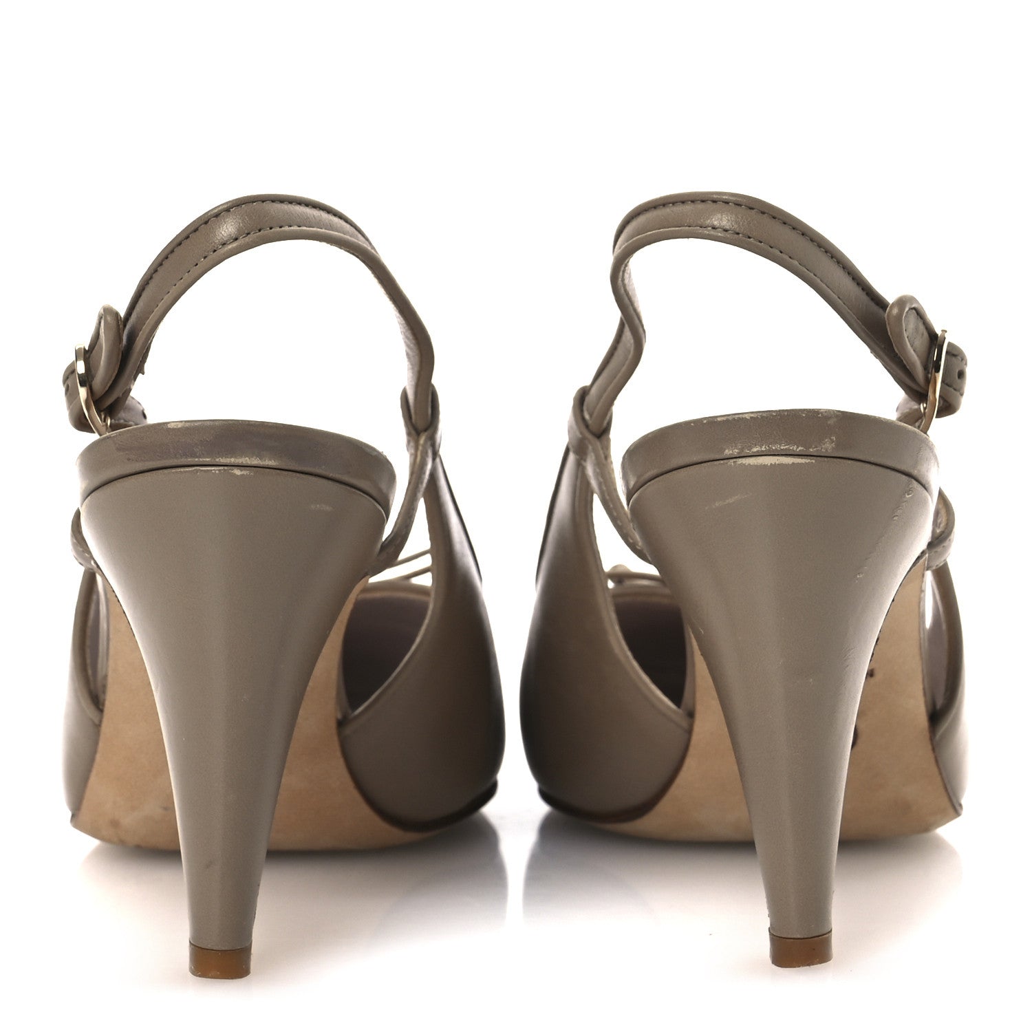 Chanel Metallic Lambskin Cap Toe CC Slingback Heels 36 Beige Gold 6 of 17
