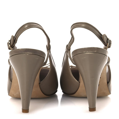 Chanel Metallic Lambskin Cap Toe CC Slingback Heels 36 Beige Gold 6 of 17