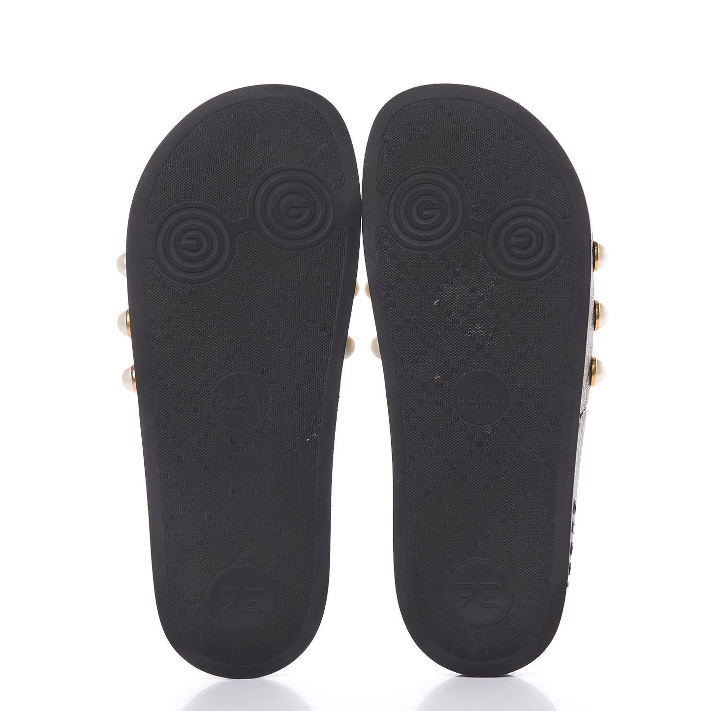 GG Supreme Monogram Pearls Womens Slide Sandals 40 Beige