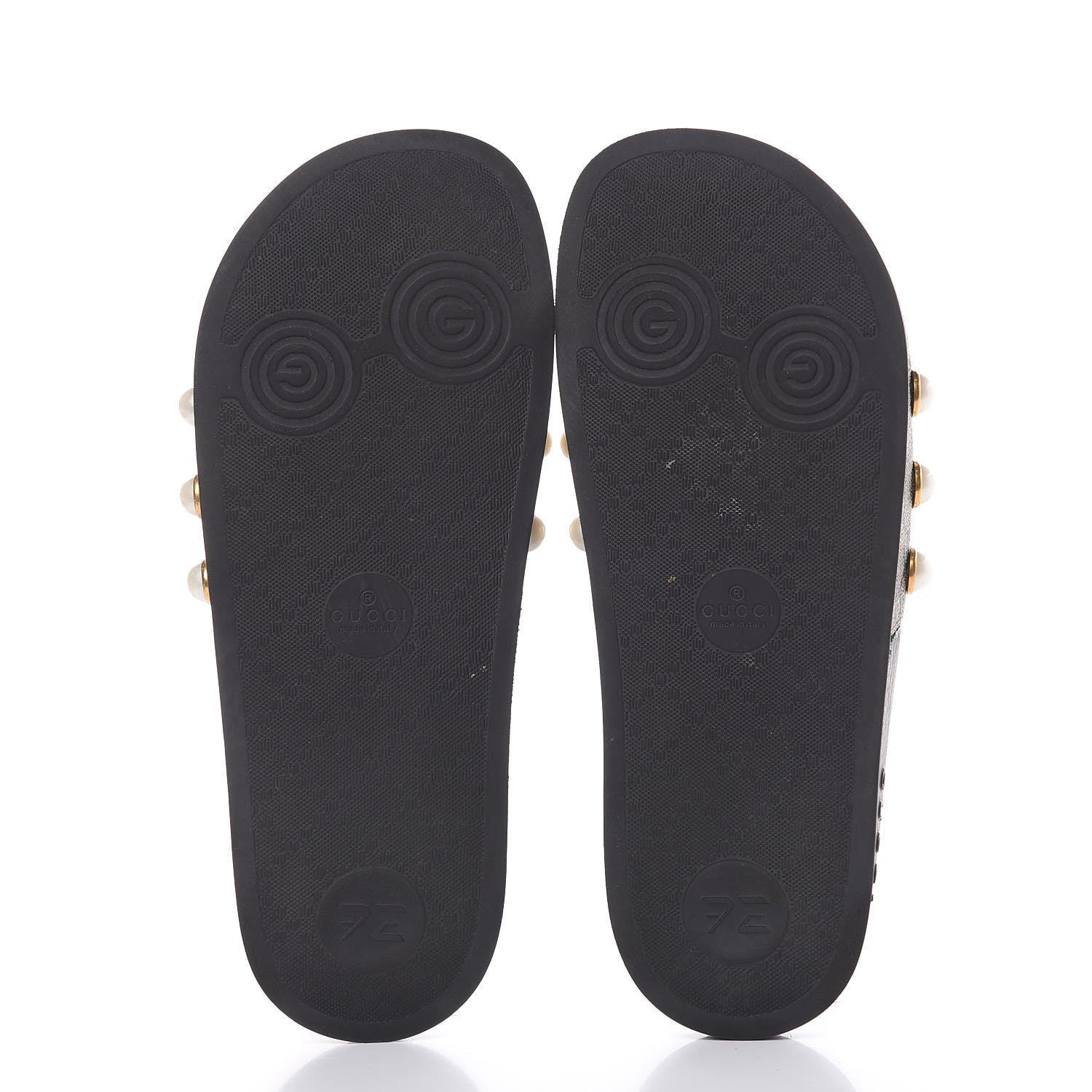 Gucci GG Supreme Monogram Pearls Womens Slide Sandals 40 Beige 6 of 8
