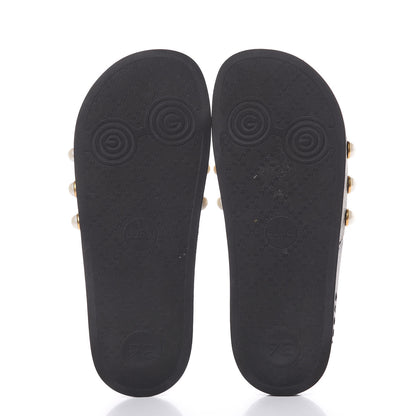 Gucci GG Supreme Monogram Pearls Womens Slide Sandals 40 Beige 6 of 8