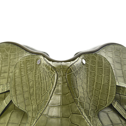 Hermes Crocodile Niloticus Ultra Soft Mini Steinkraus Saddle Vert Pelouse 18 of 34