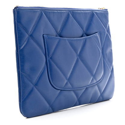Chanel Goatskin Quilted Large Chanel 19 Pouch Dark Blue 3 of 7