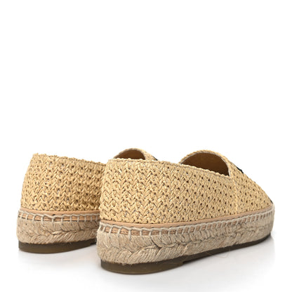 Chanel Braided Fabric Lambskin CC Espadrilles 38 Beige Black 4 of 9