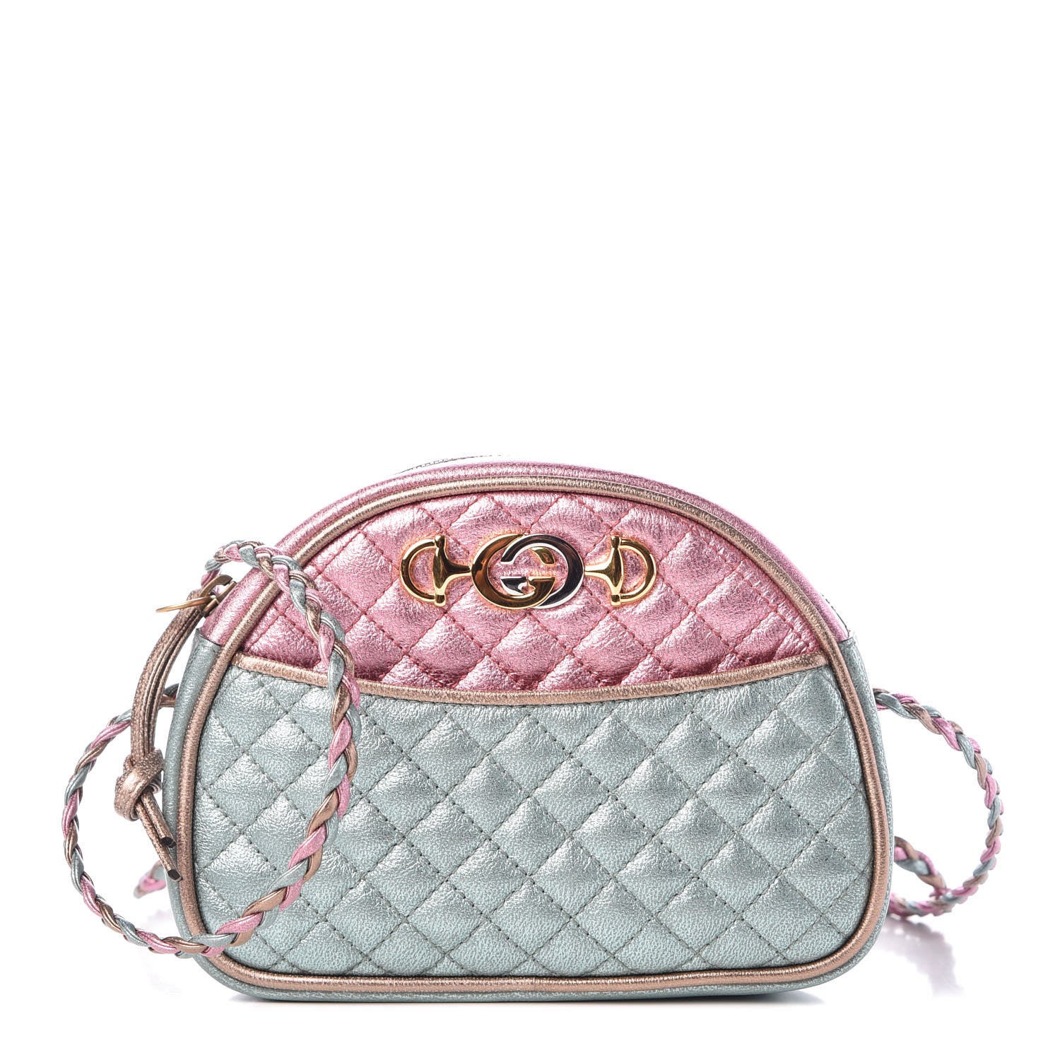 Gucci Laminated Nappa Trapuntata Mini Zumi Dome Shoulder Bag Rosa Lago Rame 1 of 8