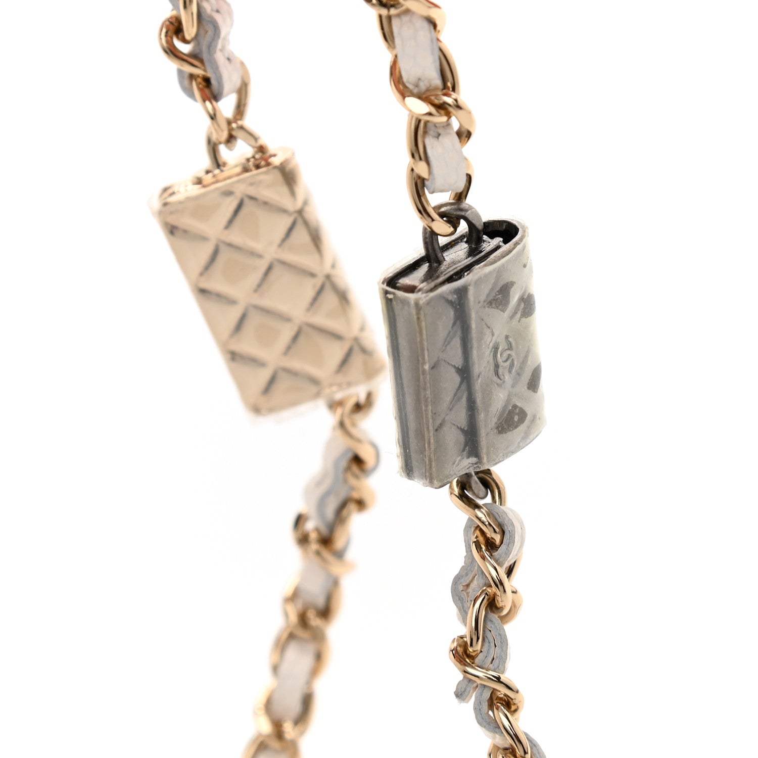 Chanel Caviar Quilted Belt Bag With Charms On Chain White 14 of 15