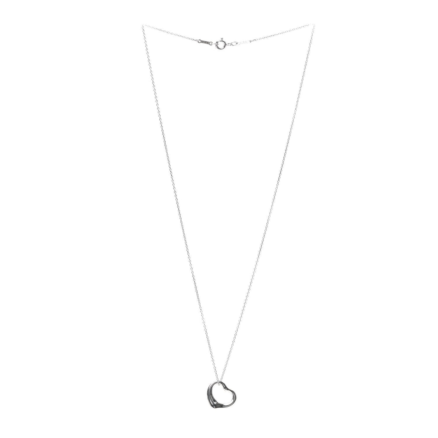 Sterling Silver 16mm Elsa Peretti Open Heart Pendant Necklace