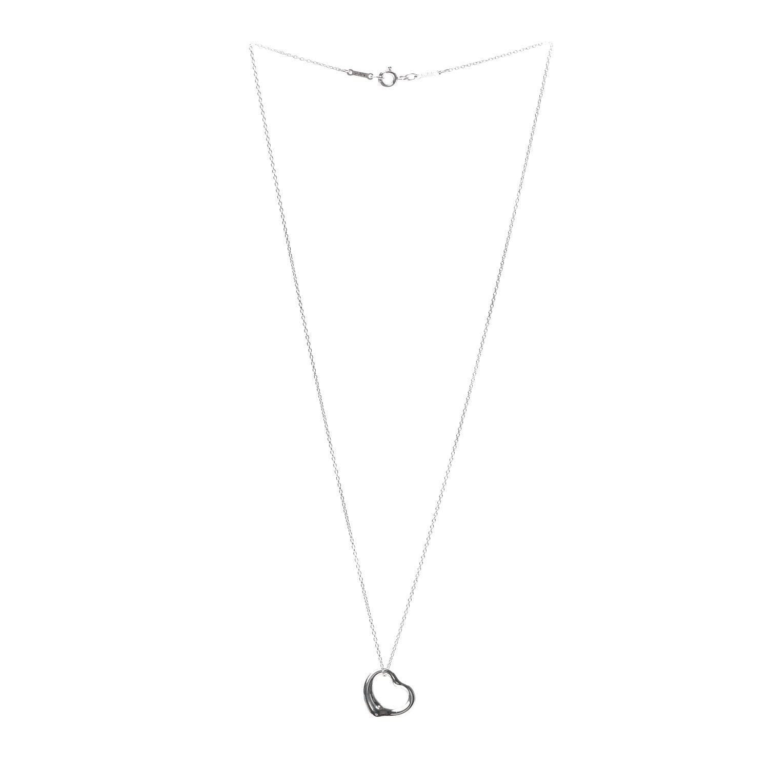 Tiffany Sterling Silver 16mm Elsa Peretti Open Heart Pendant Necklace 3 of 6