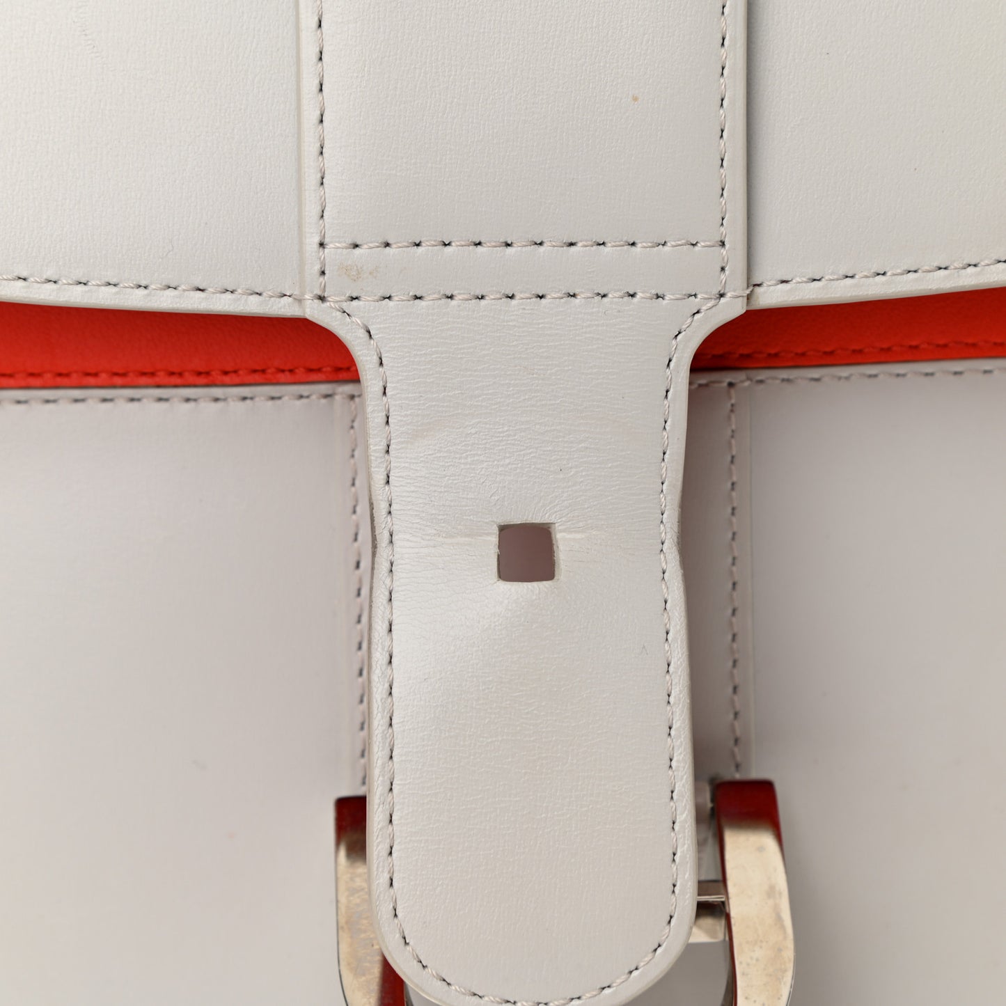 Calfskin MM Brillant Satchel Light Grey Red