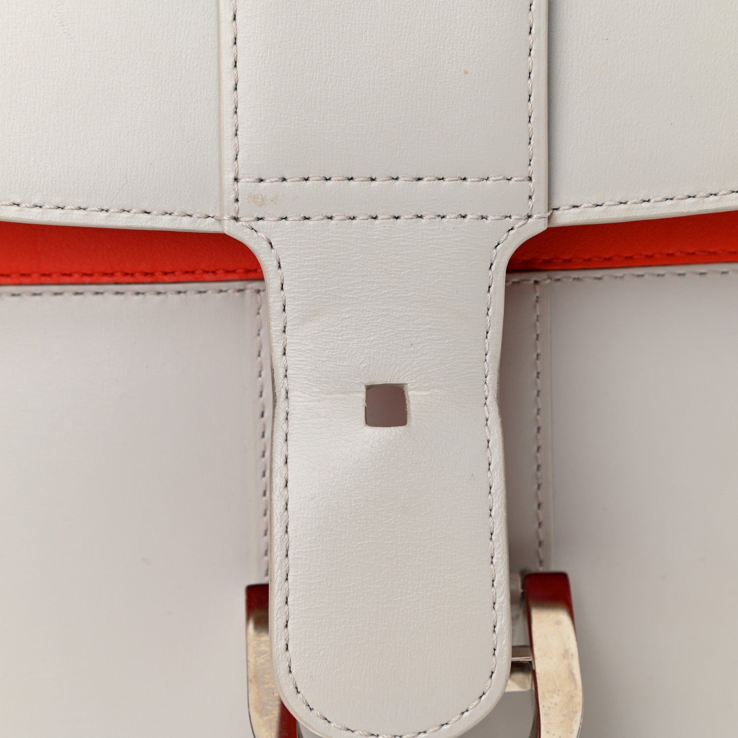 Delvaux Calfskin MM Brillant Satchel Light Grey Red 11 of 13