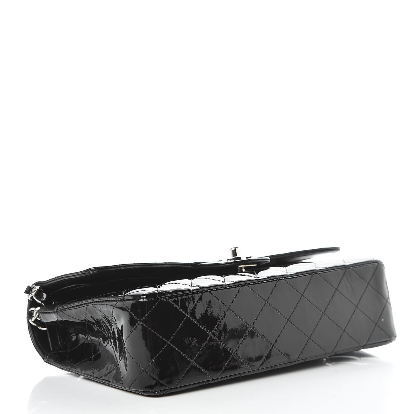 Patent Quilted Medium Double Flap Black