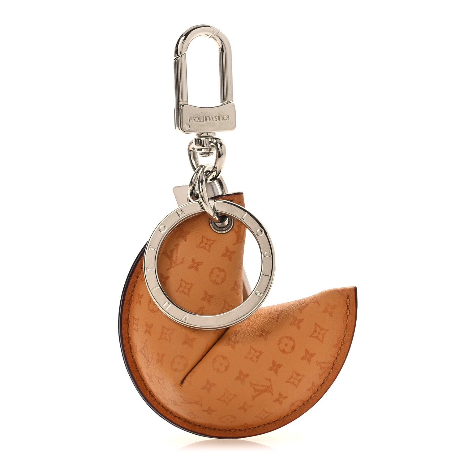 Louis Vuitton Calfskin Monogram Printed LV Fortune Cookie Bag Charm Key Holder Brown 1 of 4