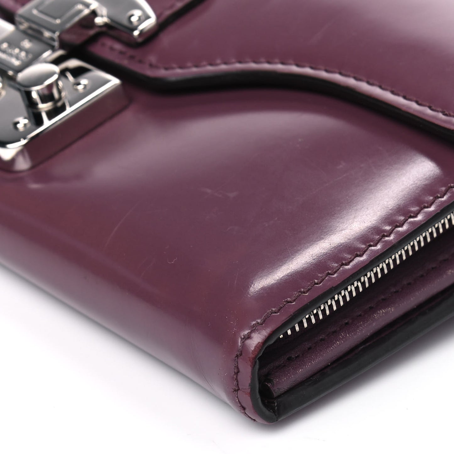 Regent Calfskin Lady Lock Wallet On Chain Red Orchid