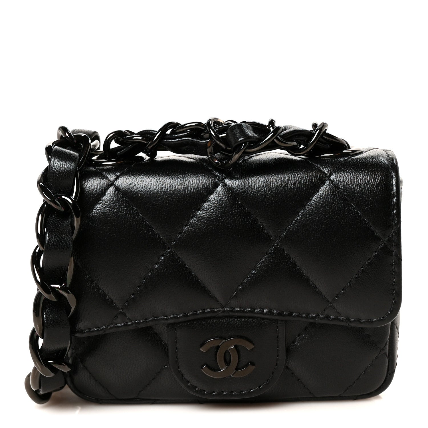 Chanel Lambskin Quilted Mini Chain Belt Bag So Black 1 of 11
