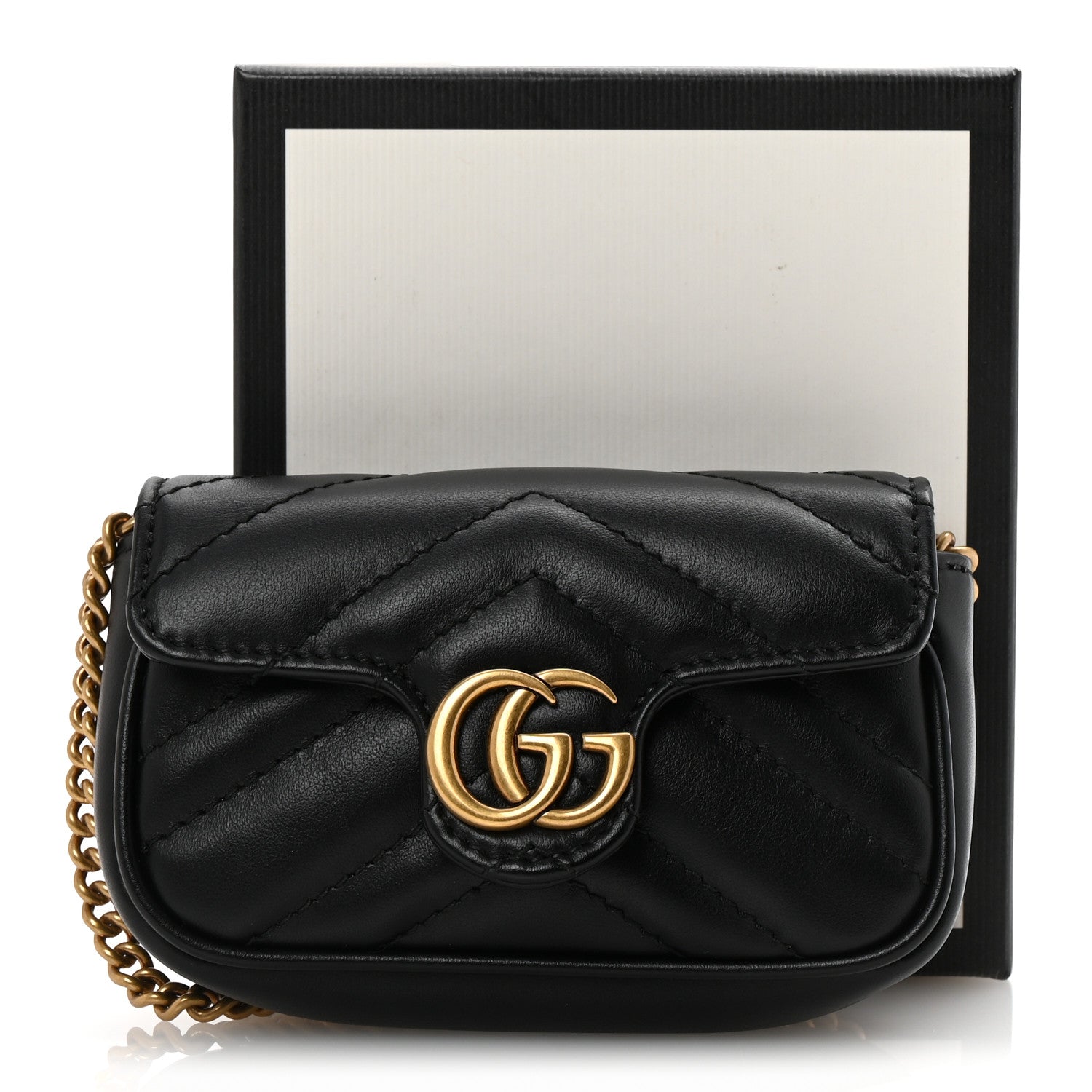 Gucci Calfskin Matelasse GG Marmont 2.0 Coin Purse On A Chain Black 7 of 7