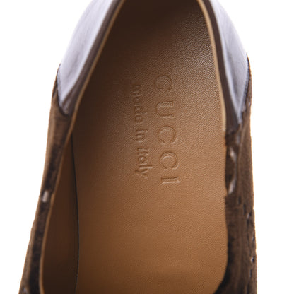 Gucci Velvet GG Monogram Goatskin Mens Horsebit Loafers 7 Brown Vintage Cocoa 7 of 9