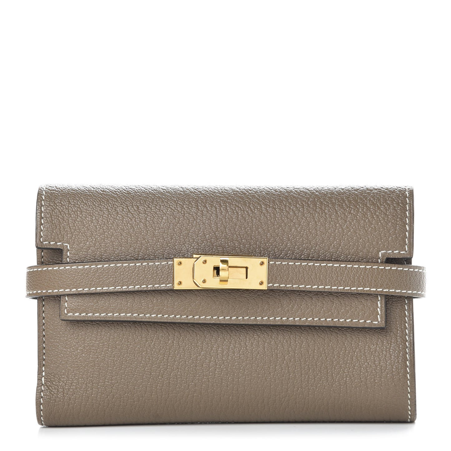 Chevre Mysore Medium Kelly Wallet Etoupe