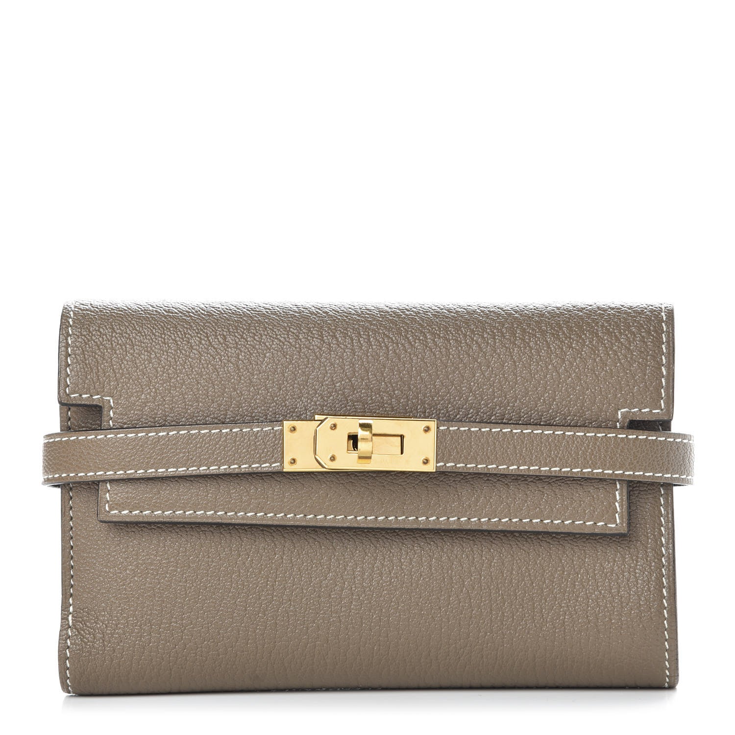 Hermes Chevre Mysore Medium Kelly Wallet Etoupe 1 of 9