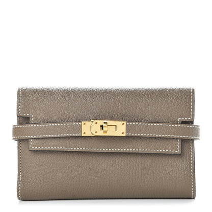 Hermes Chevre Mysore Medium Kelly Wallet Etoupe 1 of 9