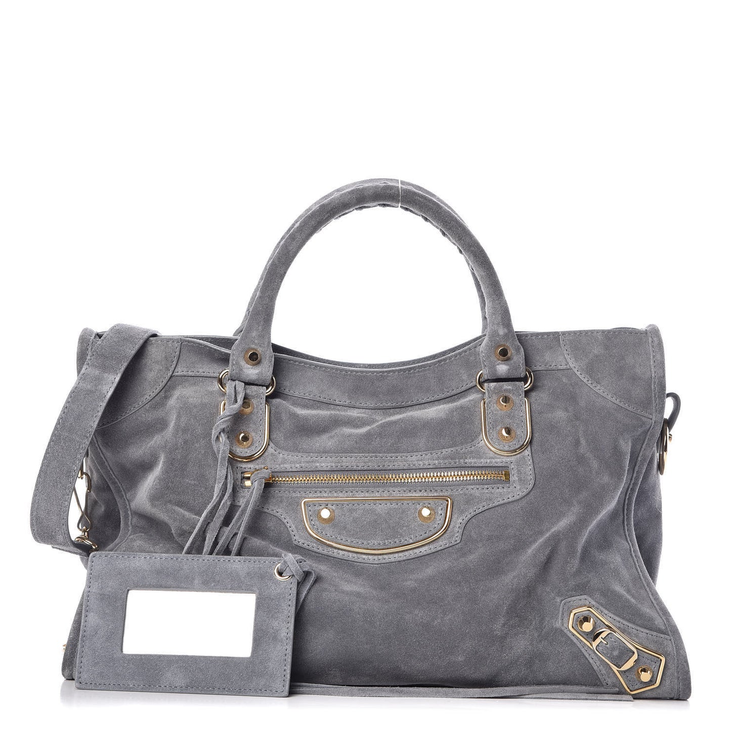 Baby Daim Suede Gold Metallic Edge Hardware City Gris Plomb