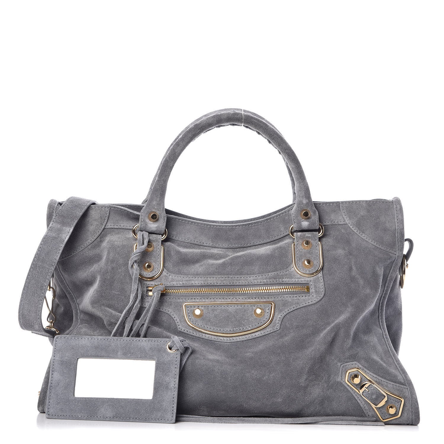 Balenciaga Baby Daim Suede Gold Metallic Edge Hardware City Gris Plomb 1 of 11