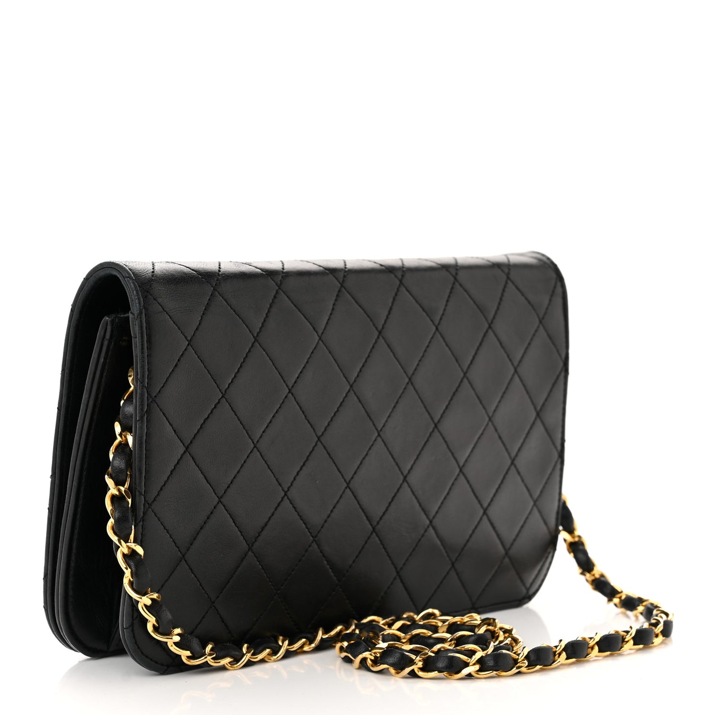 Lambskin Quilted Small Single Flap Black