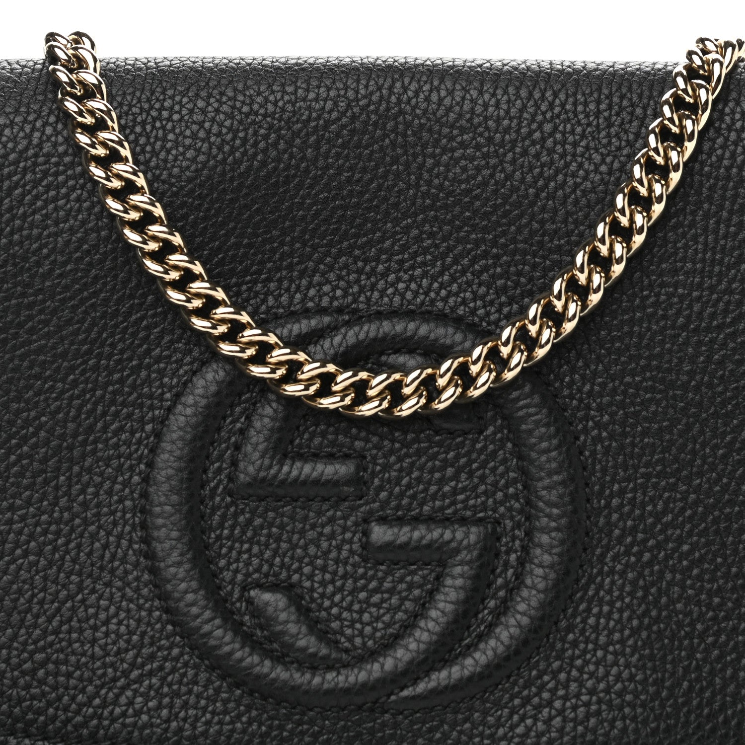 Gucci Pebbled Calfskin Medium Soho Flap Crossbody Black 8 of 10