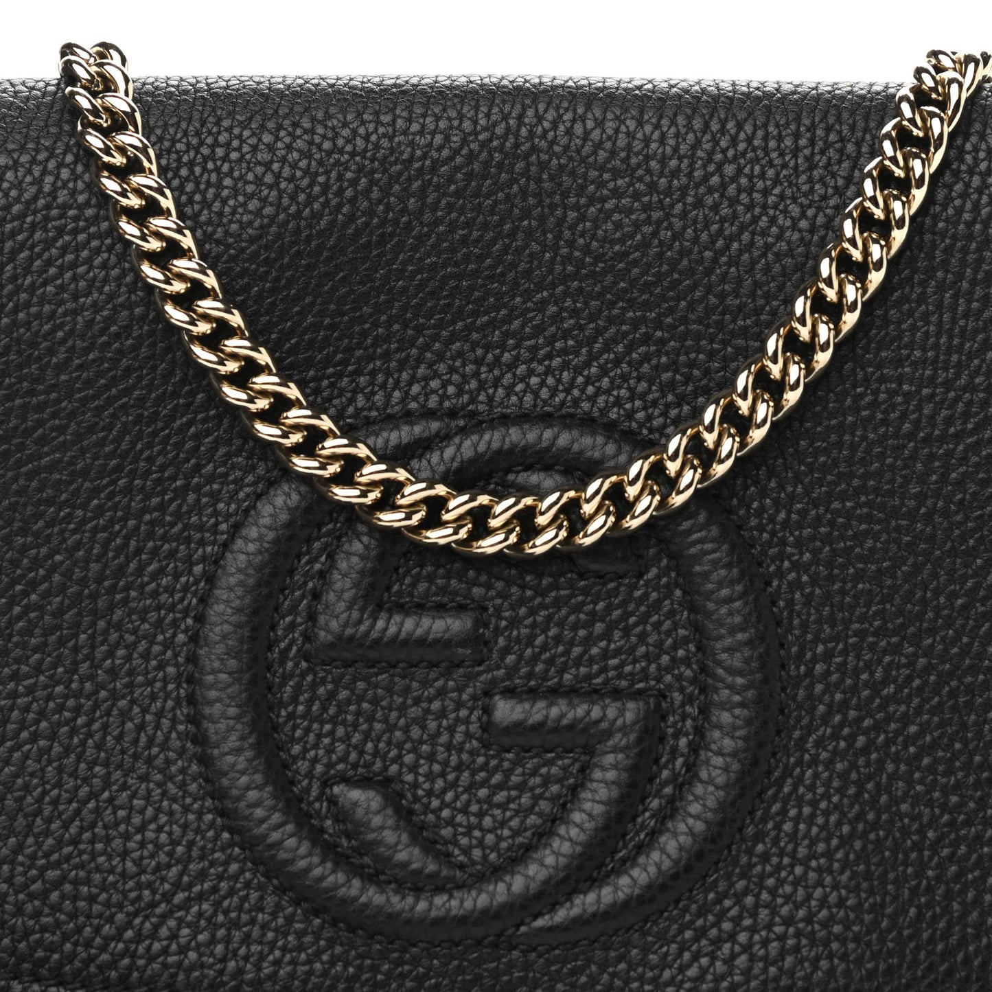 Pebbled Calfskin Medium Soho Flap Crossbody Black