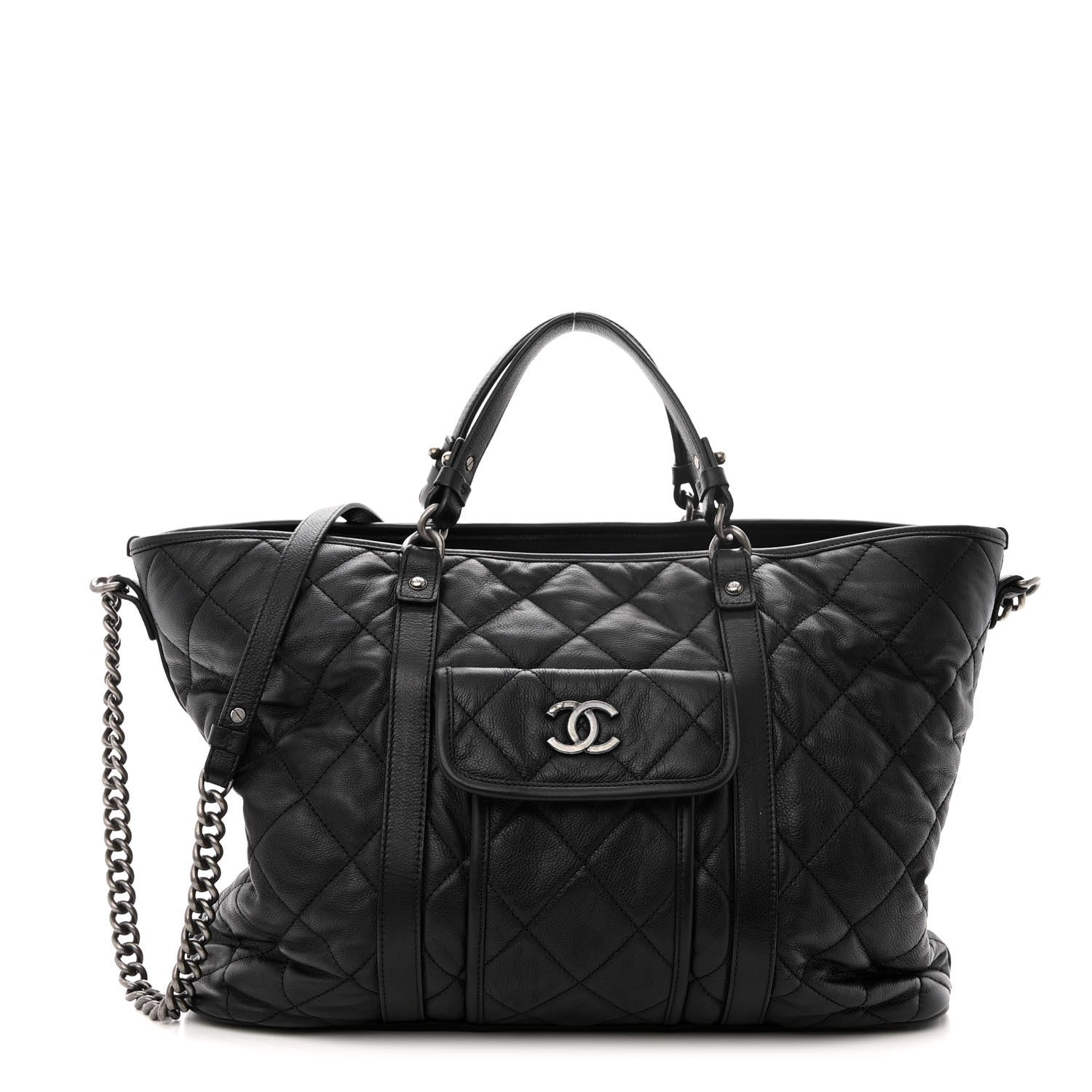 Chanel Calfskin Quilted Casual Riviera Tote Black 1 of 11